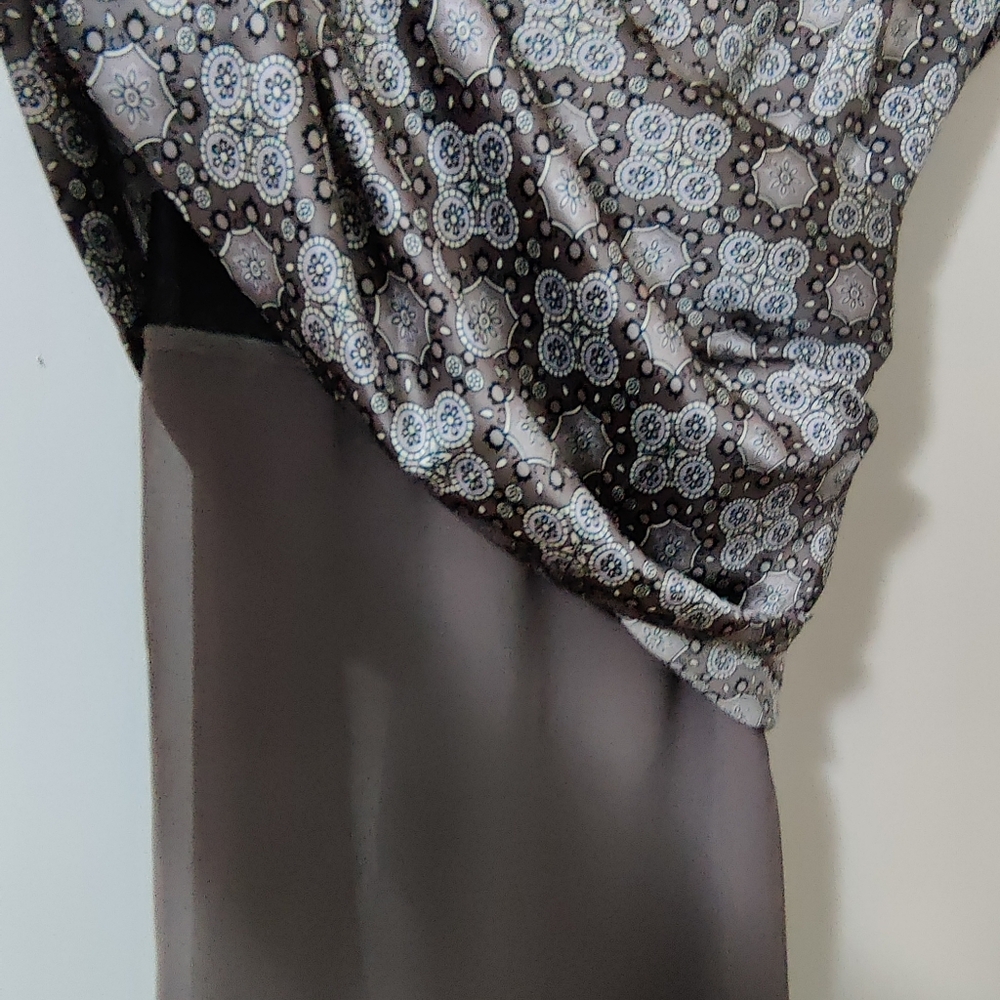 TED BAKER LONDON TB 3 US 6 Silk Tie Back Dress in Gray Multi Geometric Print 👗 - Picture 6 of 9